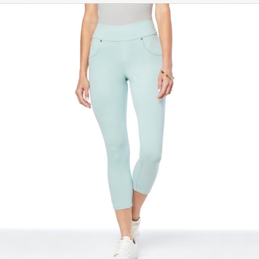 UTOPIA By HUE Women's High Waist Denim Capri, rose, large